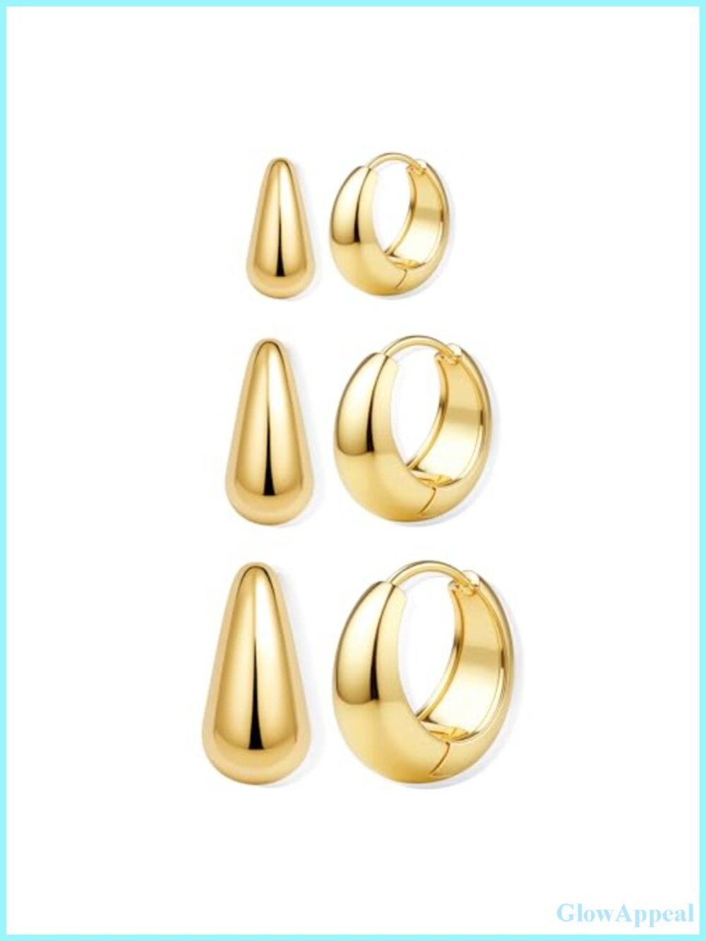 14K Gold Plated Huggie Hoop Earrings Set for Women, Hypoallergenic, Lightweight